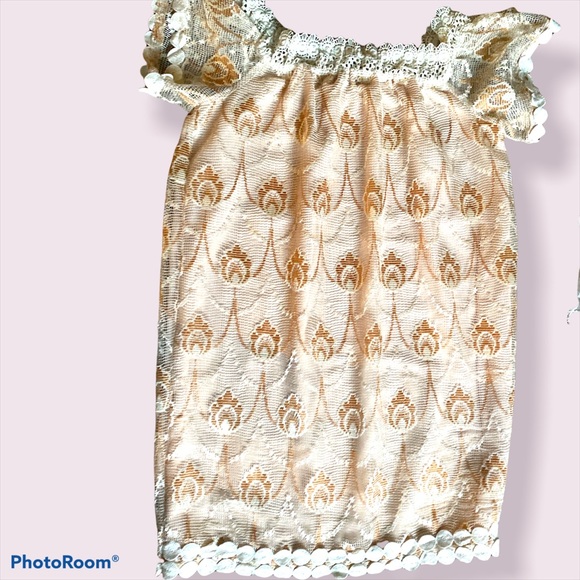 Anthropologie HD in Paris Avellanas Swing Dress lace off-the-shoulder. - Picture 3 of 4